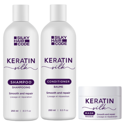 KERATIN SILK intensiv effekt sæt til at genoprette beskadiget hårstruktur